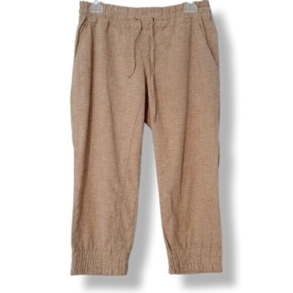 MEC | Hemp Blend Cropped Pull-On Casual Pants Tan Sz 4 - Picture 1 of 12